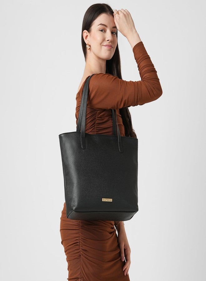 Caprese Tarry 15.6 Inch Laptop Compatible Large Tote Bag for Women | Stylish, Durable, and Spacious with Multiple Compartments, Back Zipper Pocket for Work, Travel, and Everyday Use (Black) - Image 2